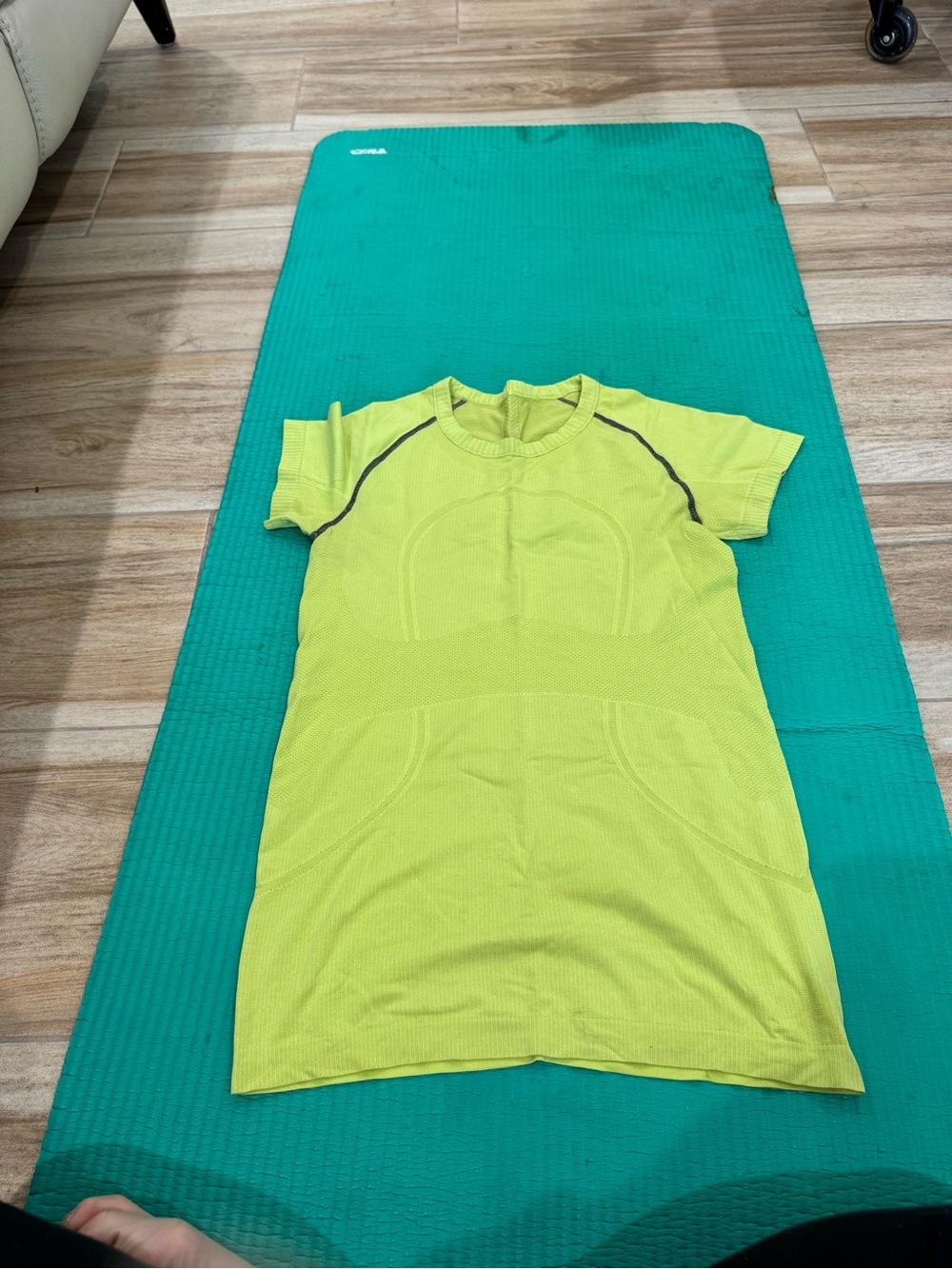 lululemon athletica Short Sleeve Athletic Top in Lime Yellow with Black Trim